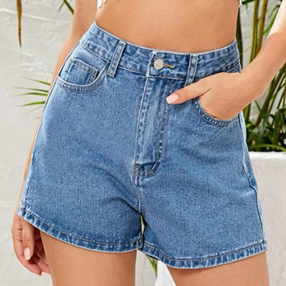 High Waist/Rise, denim Mom/Boyfriend Jean shorts (SHEIN)